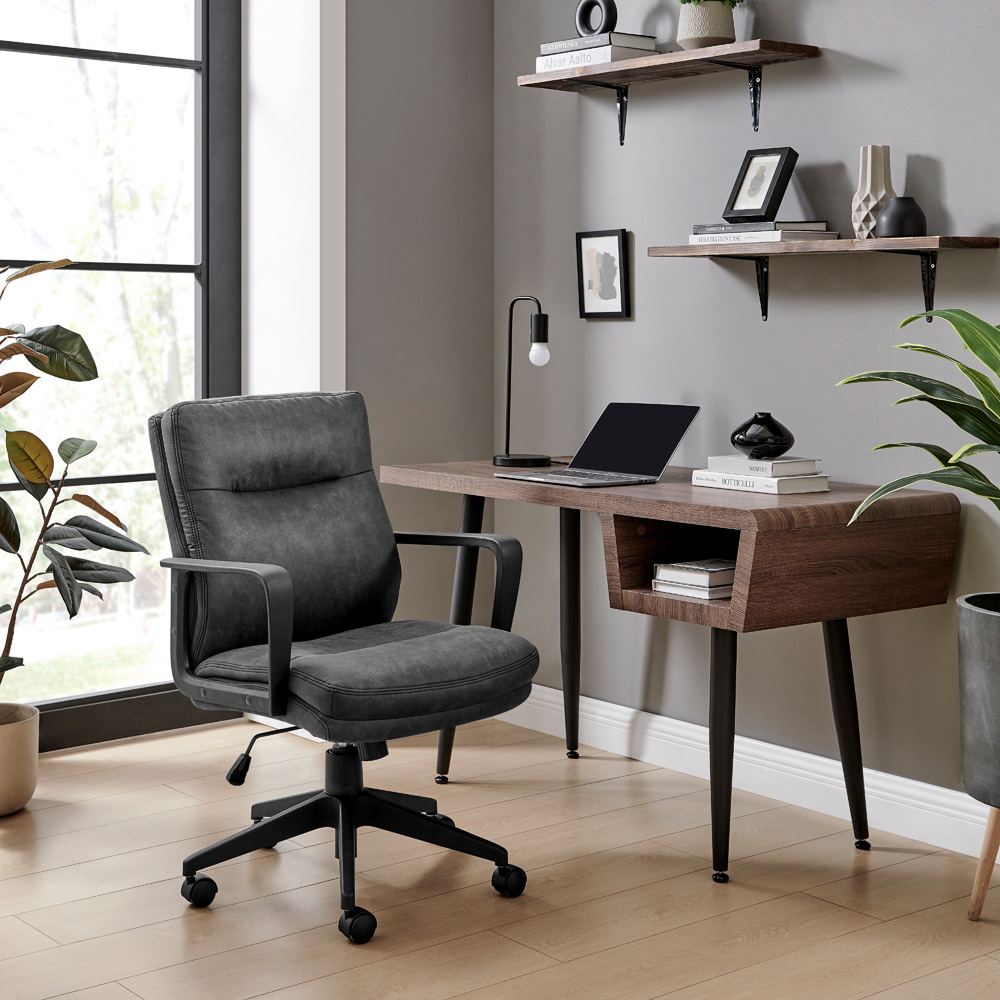 Furniturebox Racicot Black Faux Leather Office Chair Image 6