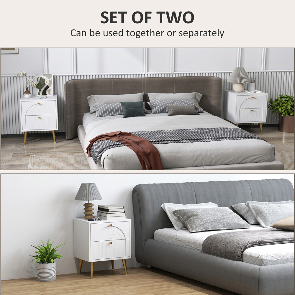 Portland 2 Drawer White Bedside Table Set of 2 Image 8