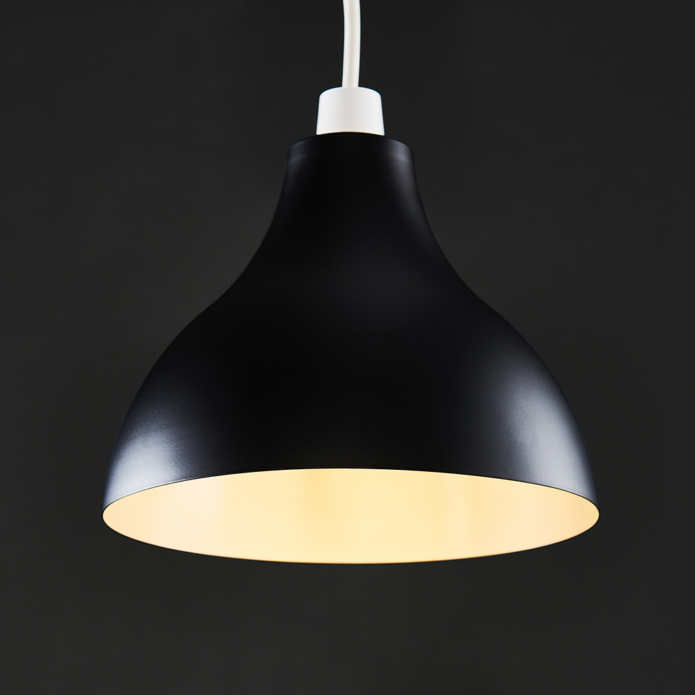 ValueLights Dexter Black and Silver Retro Pendant Shade Image 4