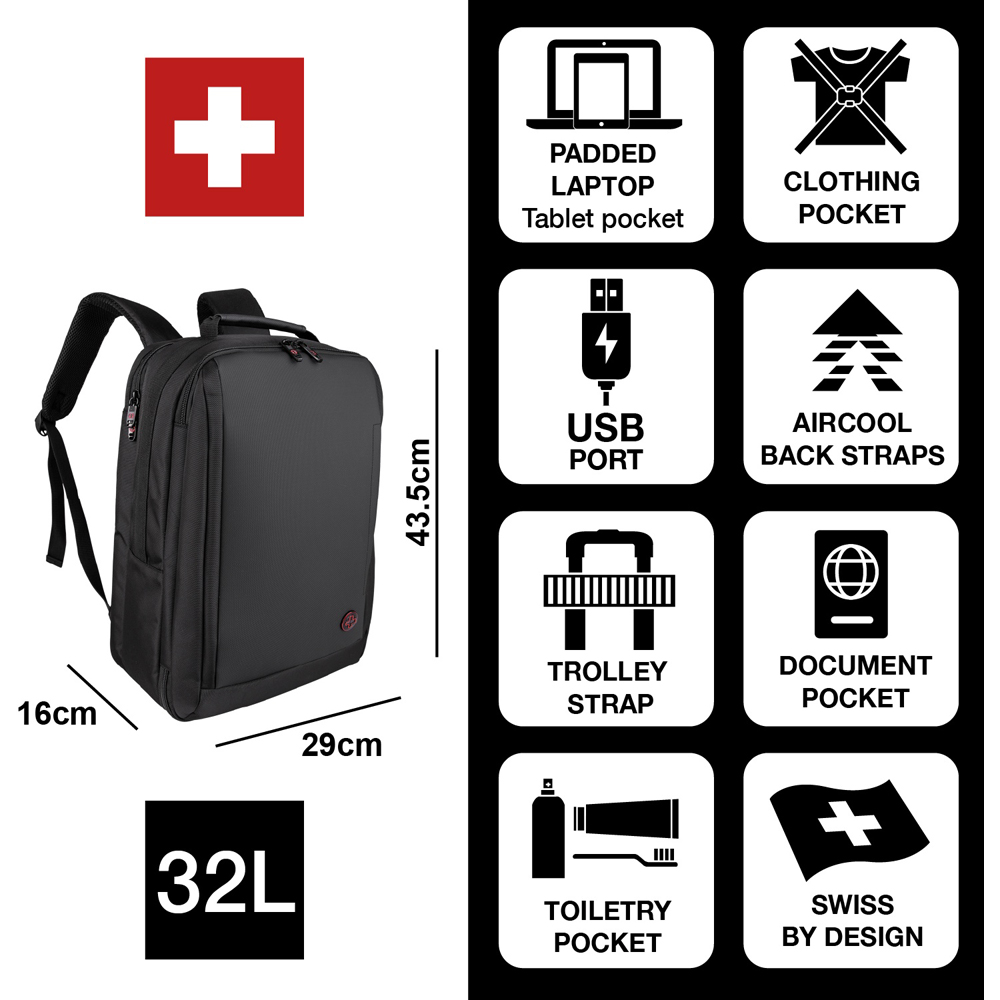 Crossgear Aero Black Underseat Backpack 43.5cm Image 9