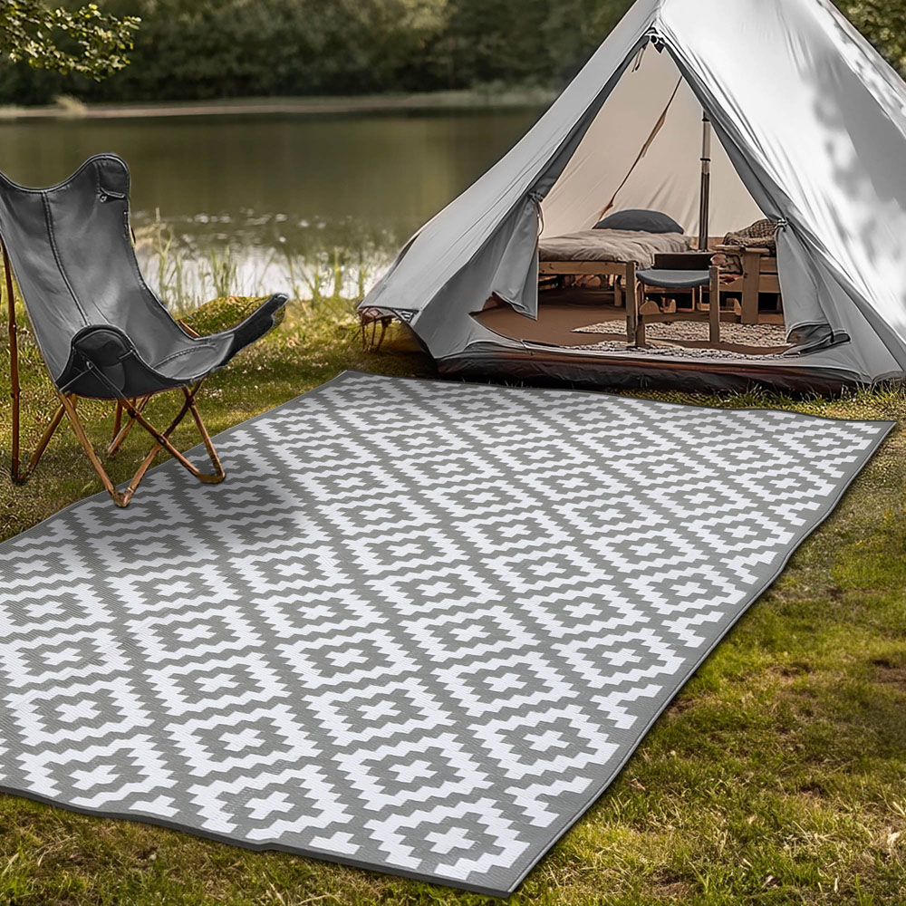 Green Decore Bliss Camping and Picnic Grey and White Rug 270 x 360cm 2 Pack Image 2