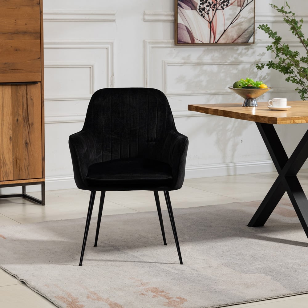 Artemis Home Carrara Set of 2 Black Velvet Dining Chair Image 2