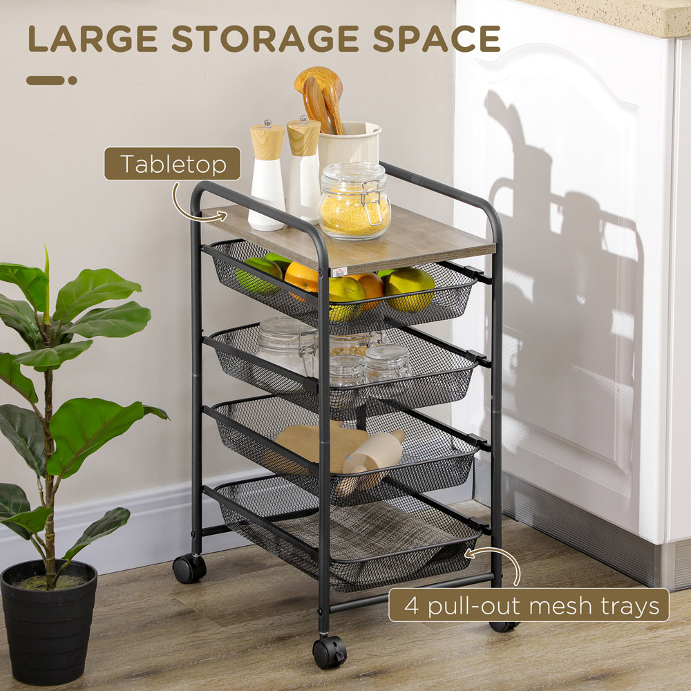 HOMCOM Black Storage Trolley with Wheels Image 5