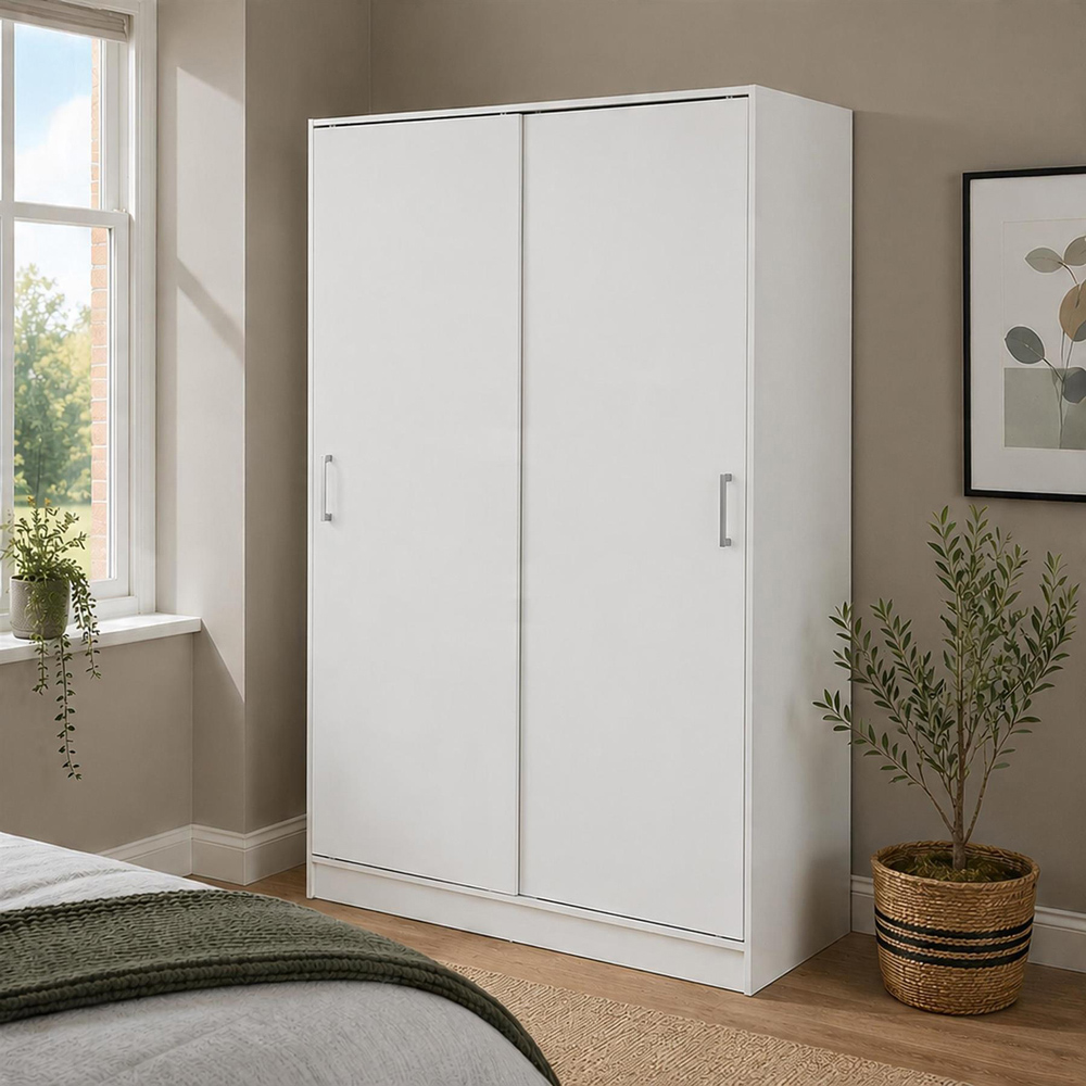 Home Source Raya 2 Sliding Door White Wardrobe Image 8