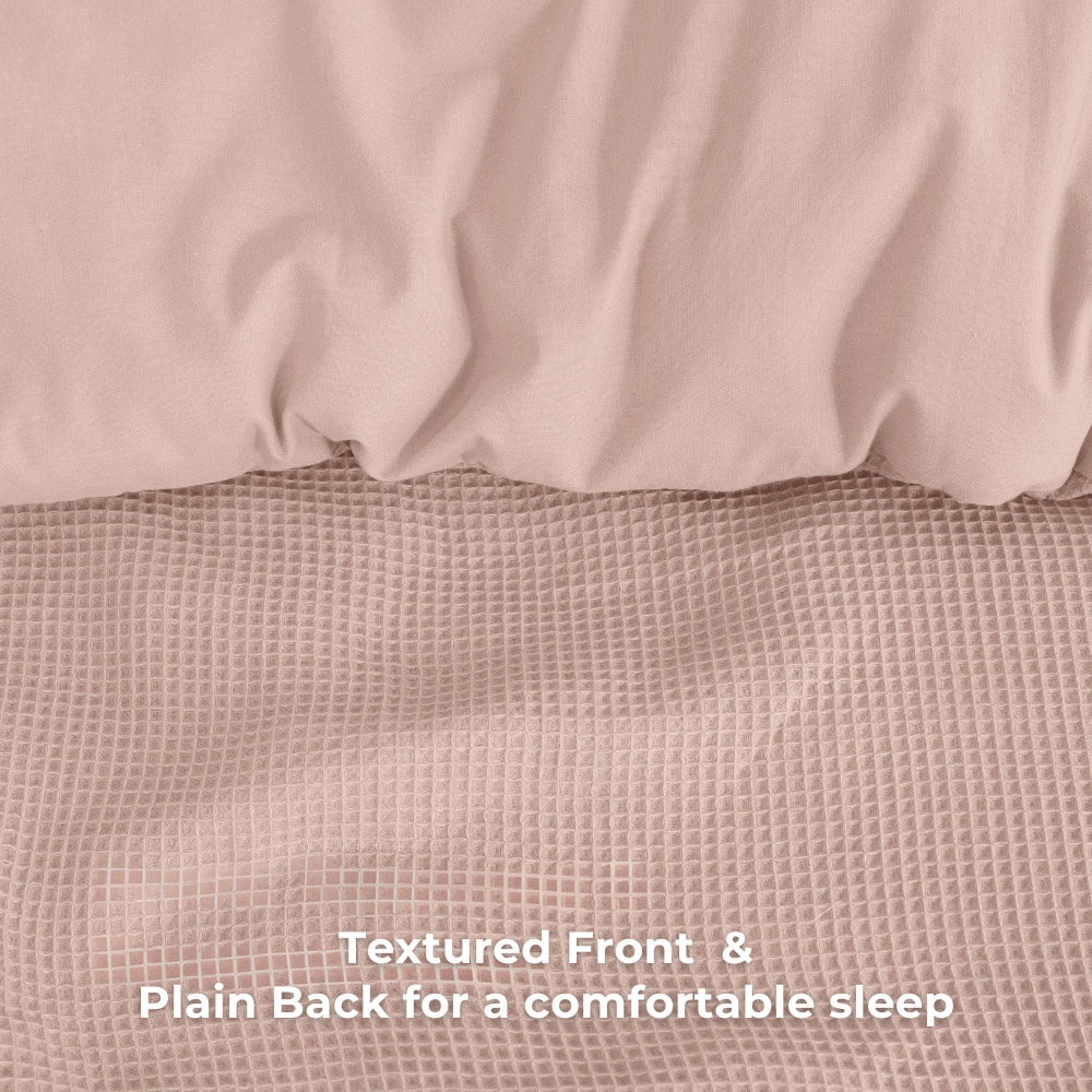 MHG Living Single Pink Chunky Waffle Duvet Cover Set Image 6