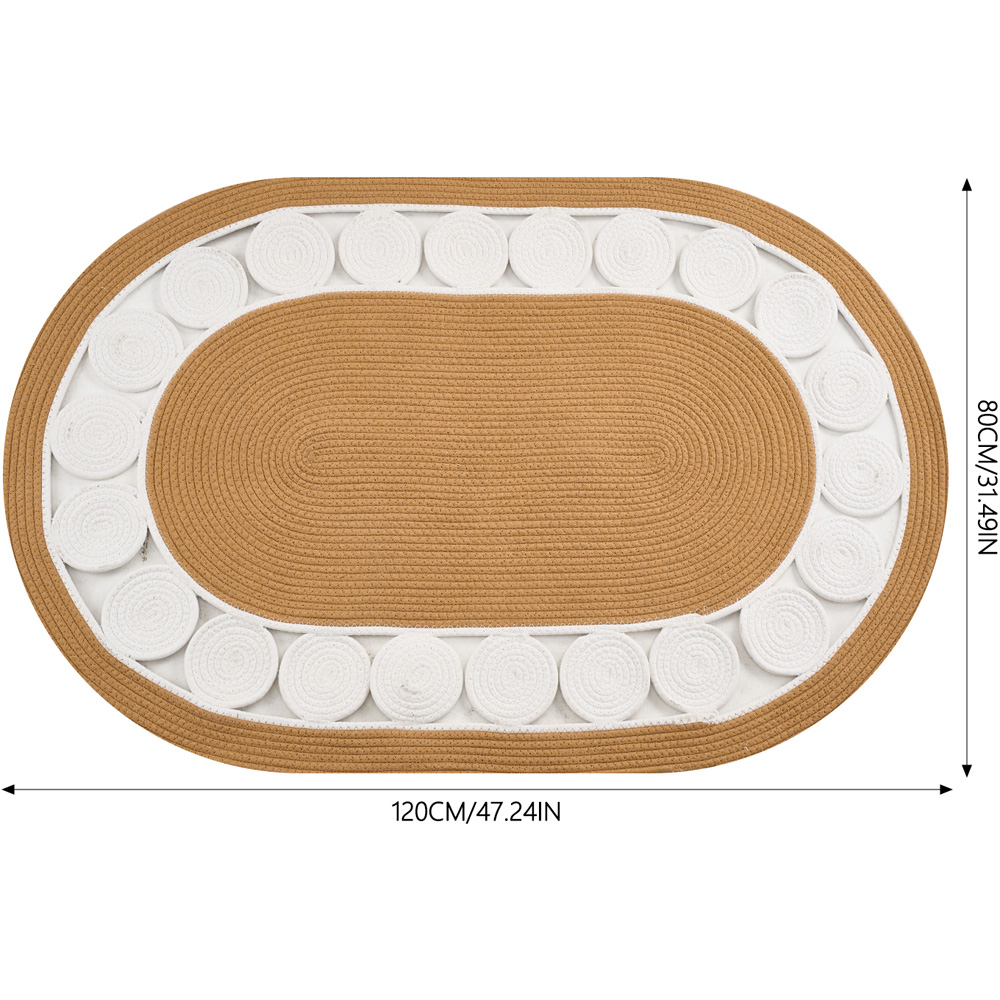 Living and Home Brown and White Braided Oval Rug 120 x 80cm Image 8
