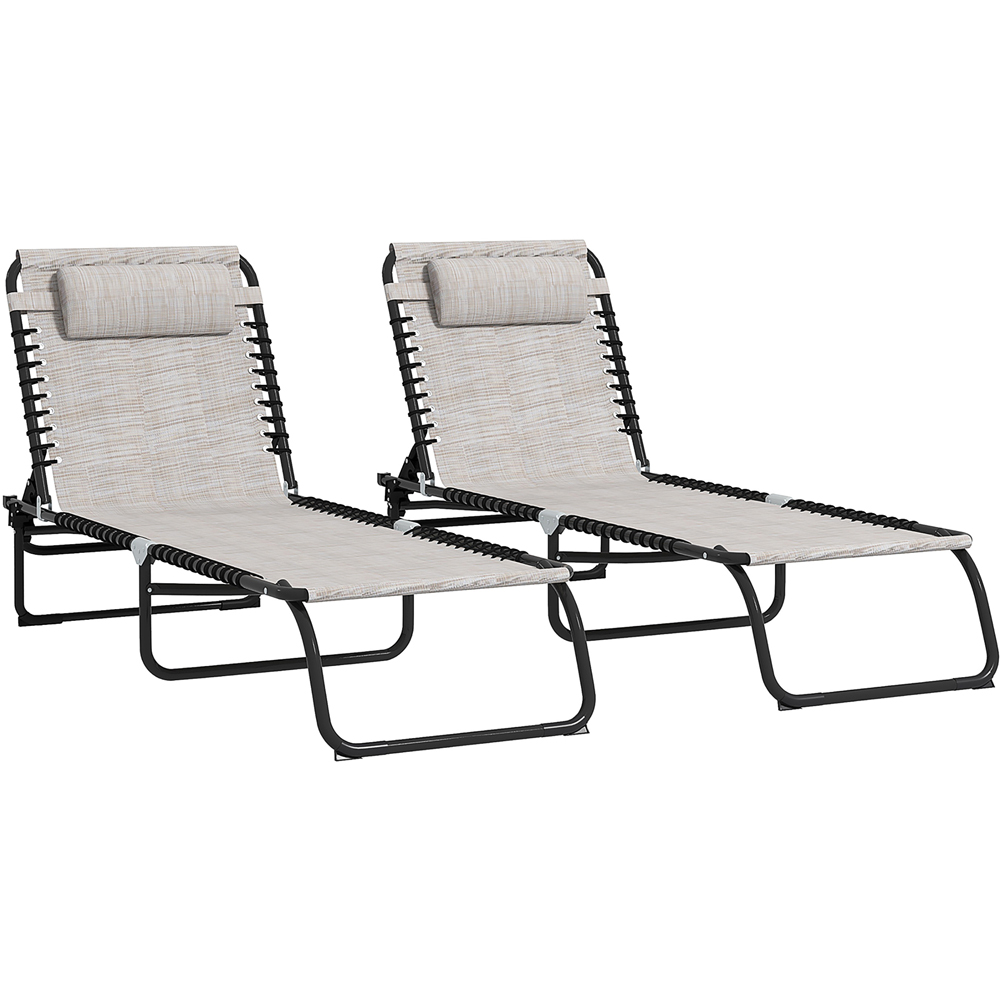 Outsunny Set of 2 White Foldable Cot Sun Lounger Image 2