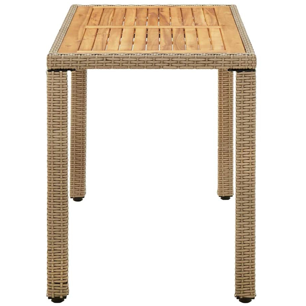 vidaXL 6 Seater Poly Rattan Rectangular Outdoor Dining Table Beige Image 3