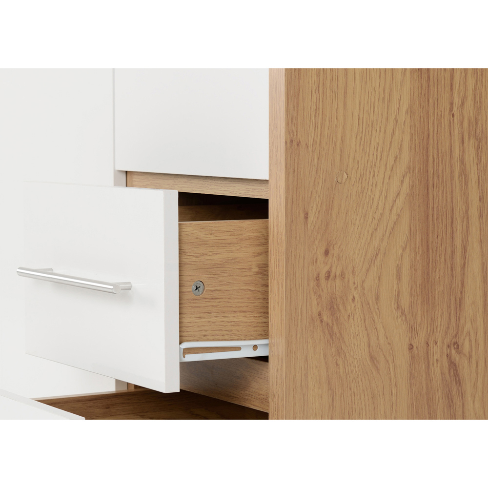 Seconique Seville 3 Door 2 Drawer White Gloss Light Oak Effect Veneer Wardrobe Image 6