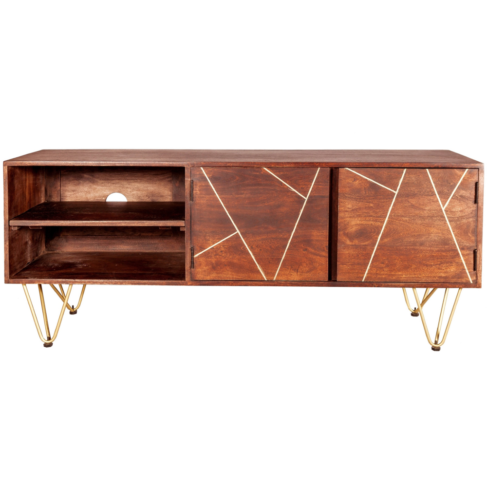 Brooklyn Ozella 2 Door 2 Shelf Dark Gold Plasma TV Unit Image 3