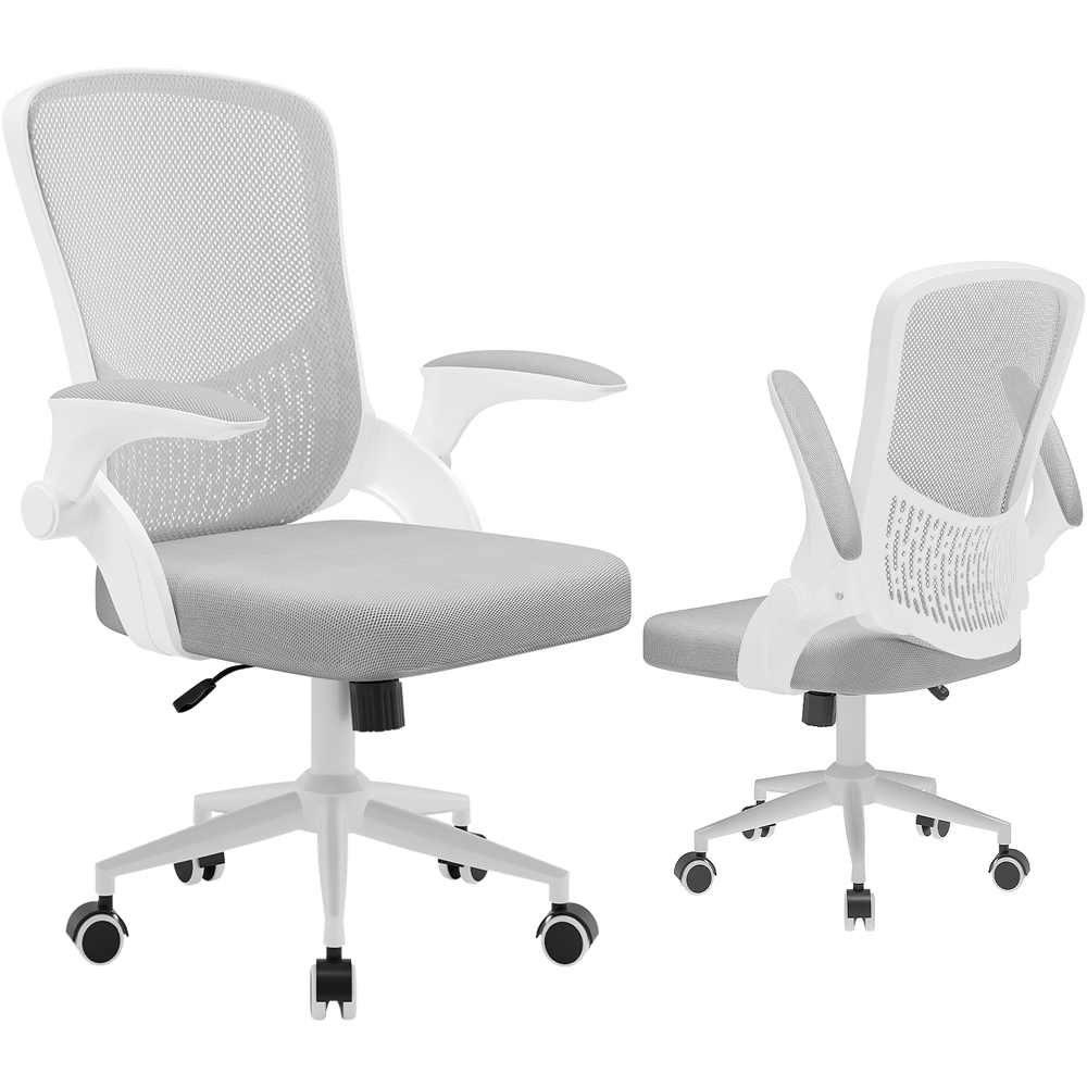 Rattrix Grey Mid-Back Mesh Office Chair with Flip-Up Armrests and Lumbar Support Image 2