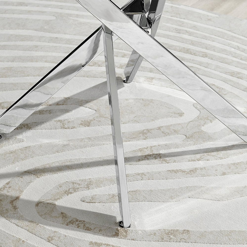 Furniturebox Arona Cesano 6 Seater Round Dining Set White Gloss Chrome and Grey Image 6