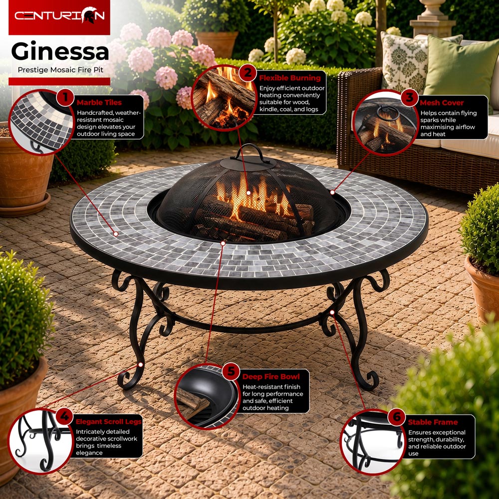 Centurion Supports Fireology Ginessa Charcoal and Cloud Grey 4 in 1 Fire Pit Image 5