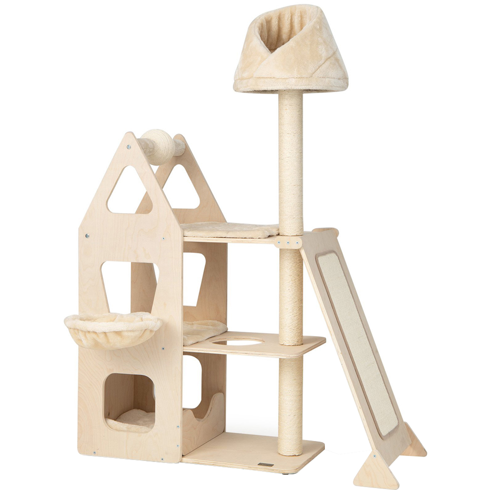 Costway Beige Sisal Rope Cat Tree Scratcher Image 1