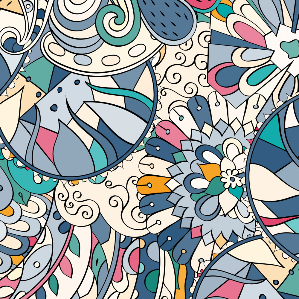 Splashbax Premium Artisan Colourful Doodle Acrylic Bathroom Wall Panel 2400 x 900mm Image 2