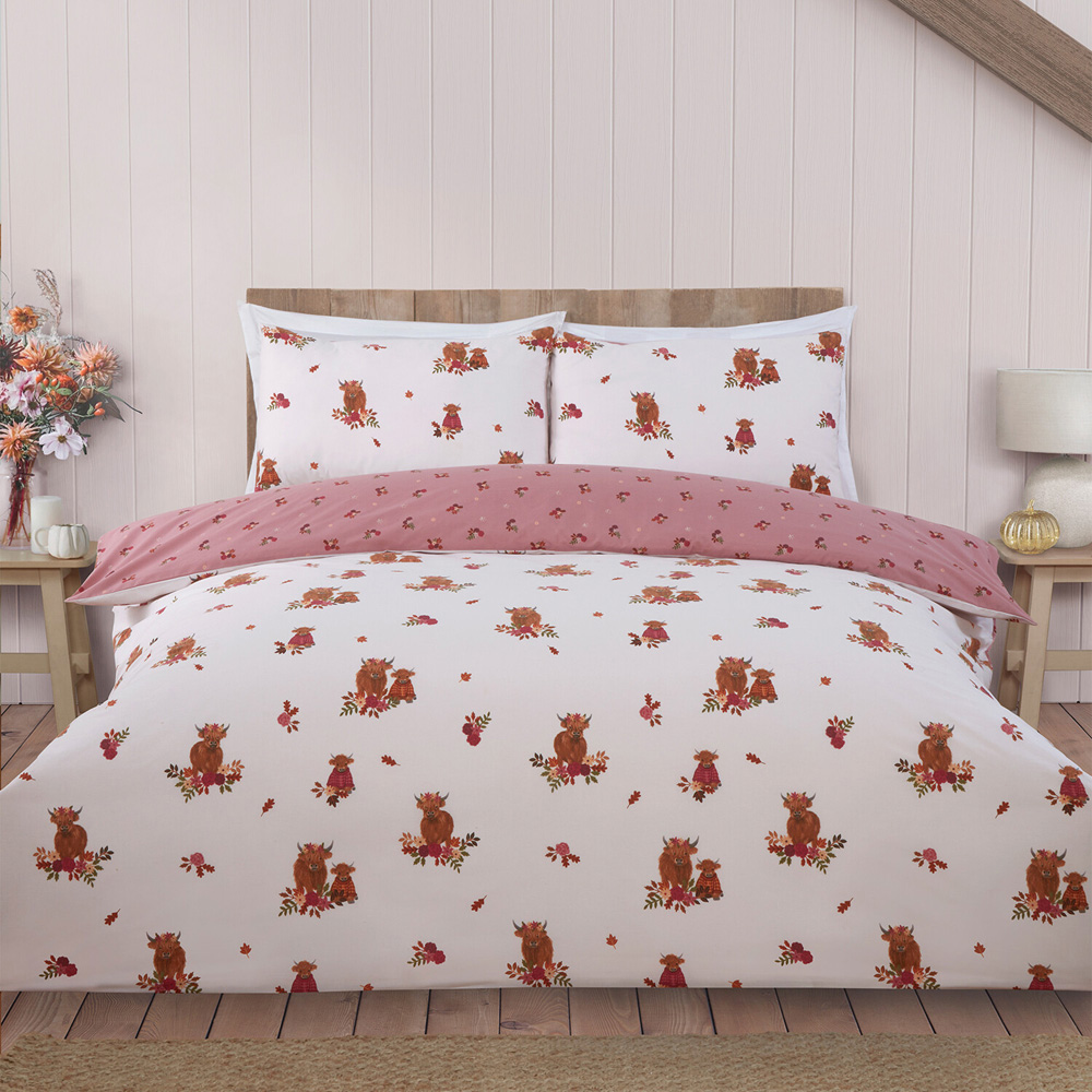 Lola Highland Cows Duvet Set Blush King Image 1