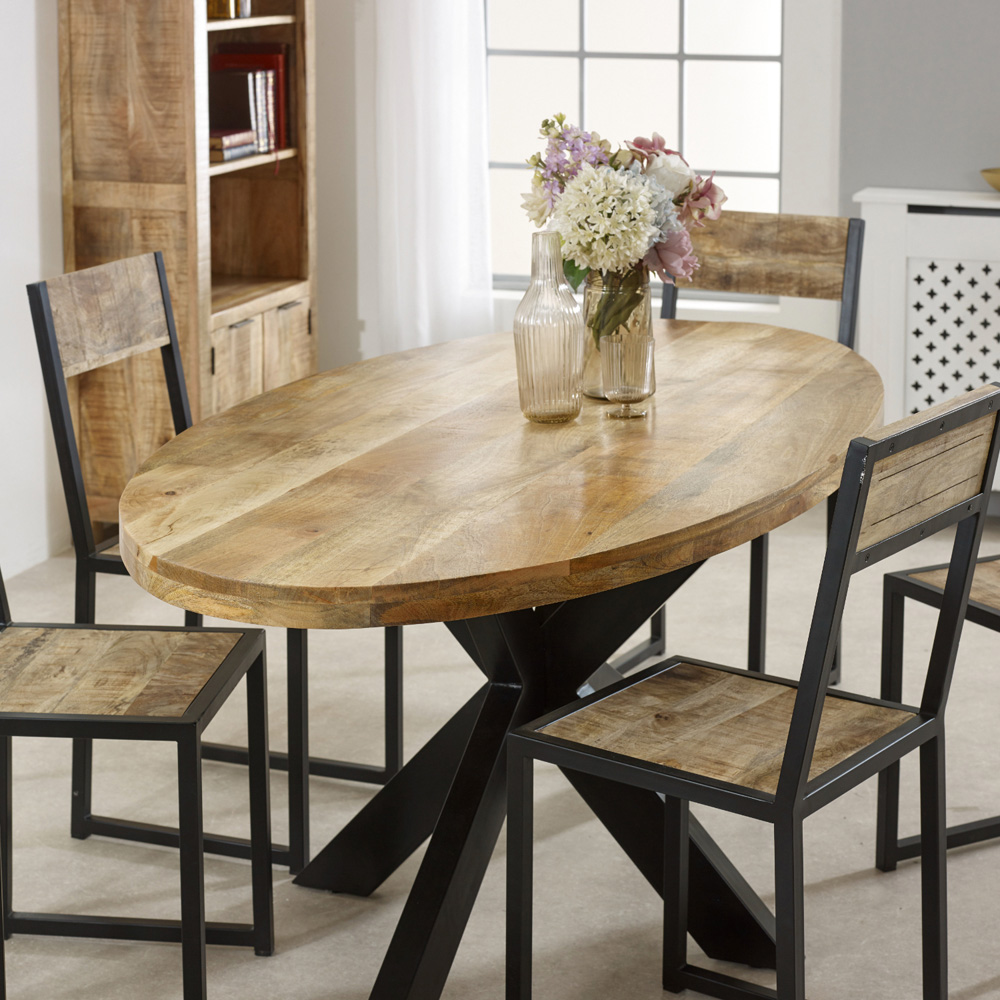 Brooklyn Surrey 6 Seater Solid Wood and Metal Oval Dining Table Image 5