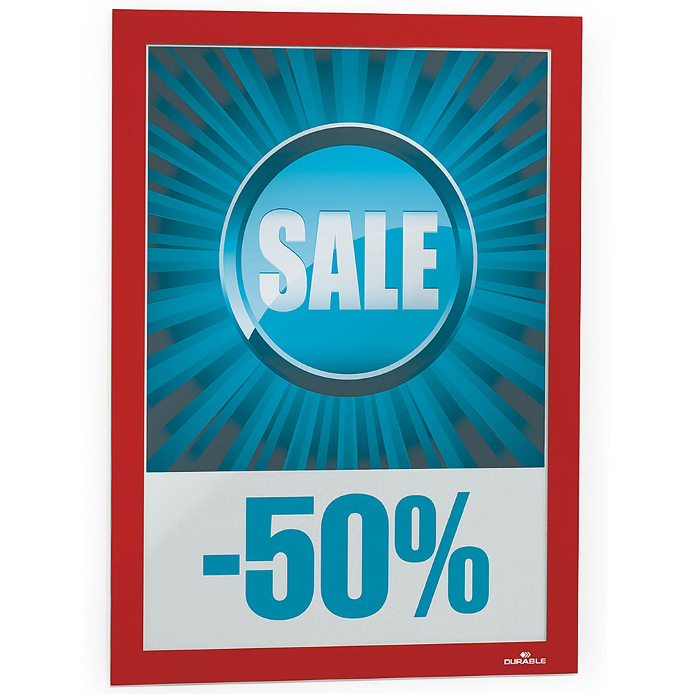 Durable DURAFRAME A4 Red Self Adhesive Magnetic Signage Frame 10 Pack Image 4