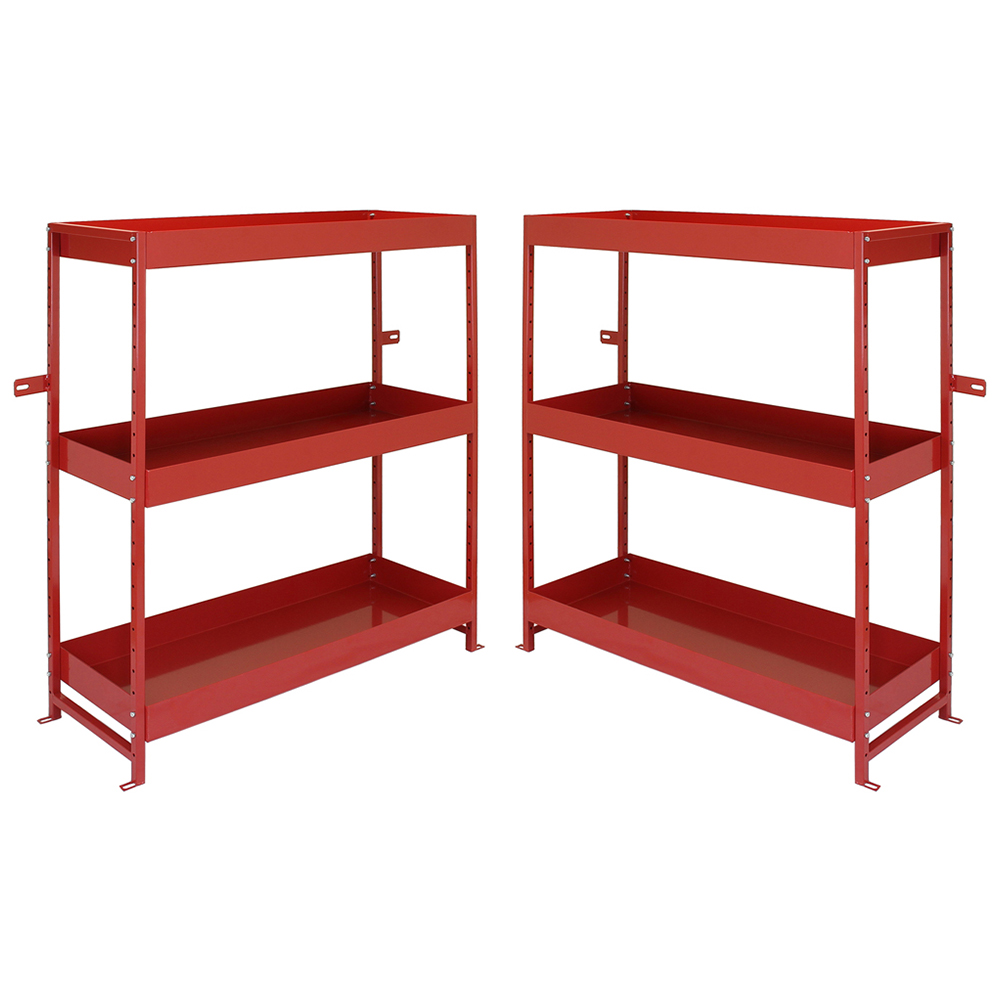 MonsterShop 3 Shelf Red Volcano Metal Van Shelving Rack Set of 2 Image 1