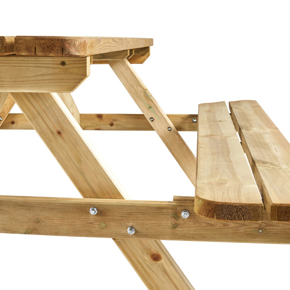 Cerland Romane 6 Seater Wooden Picnic Table with 2 Foldable Benches Image 4