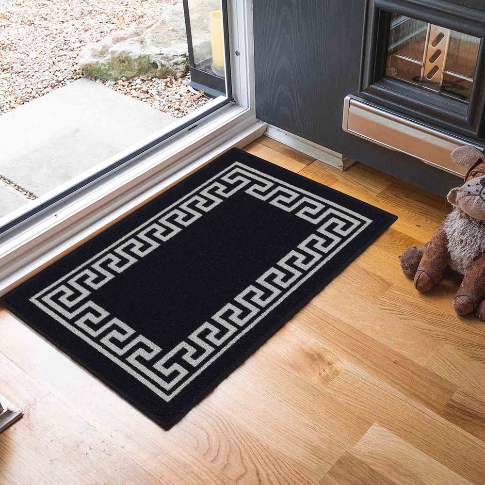 Desire Rugs Havana Black Greek Key Anti Slip Door Mat 160 x 120cm Image 2