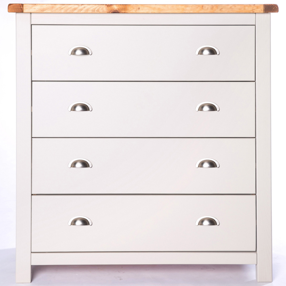 Argenta 4 Drawer Light Grey Chest of Drawers with Chrome Cup Handles Image 3