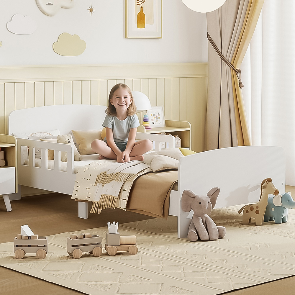 AIYAPLAY White Kids Toddler Bed Frame Image 1