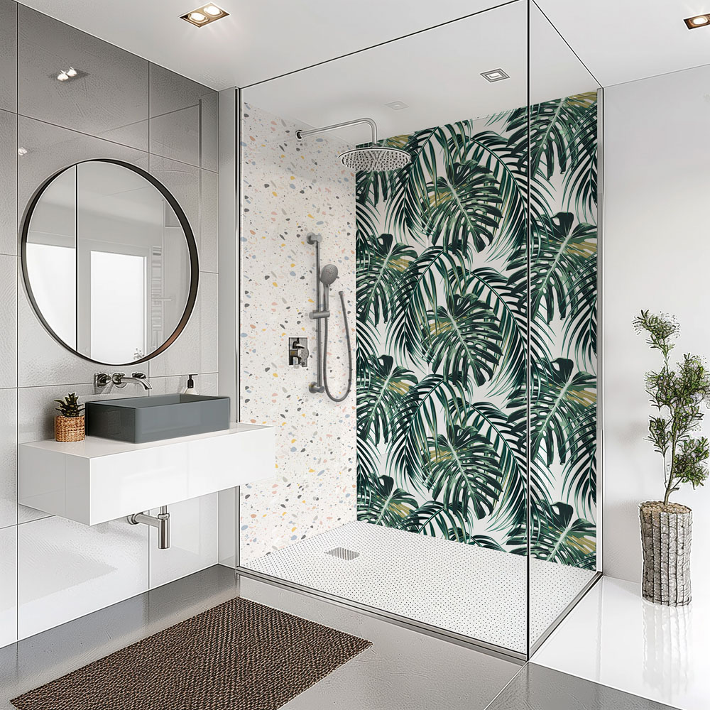 Splashbax Premium Artisan Monstera Leaves Acrylic Bathroom Wall Panel 2400 x 800mm Image 5