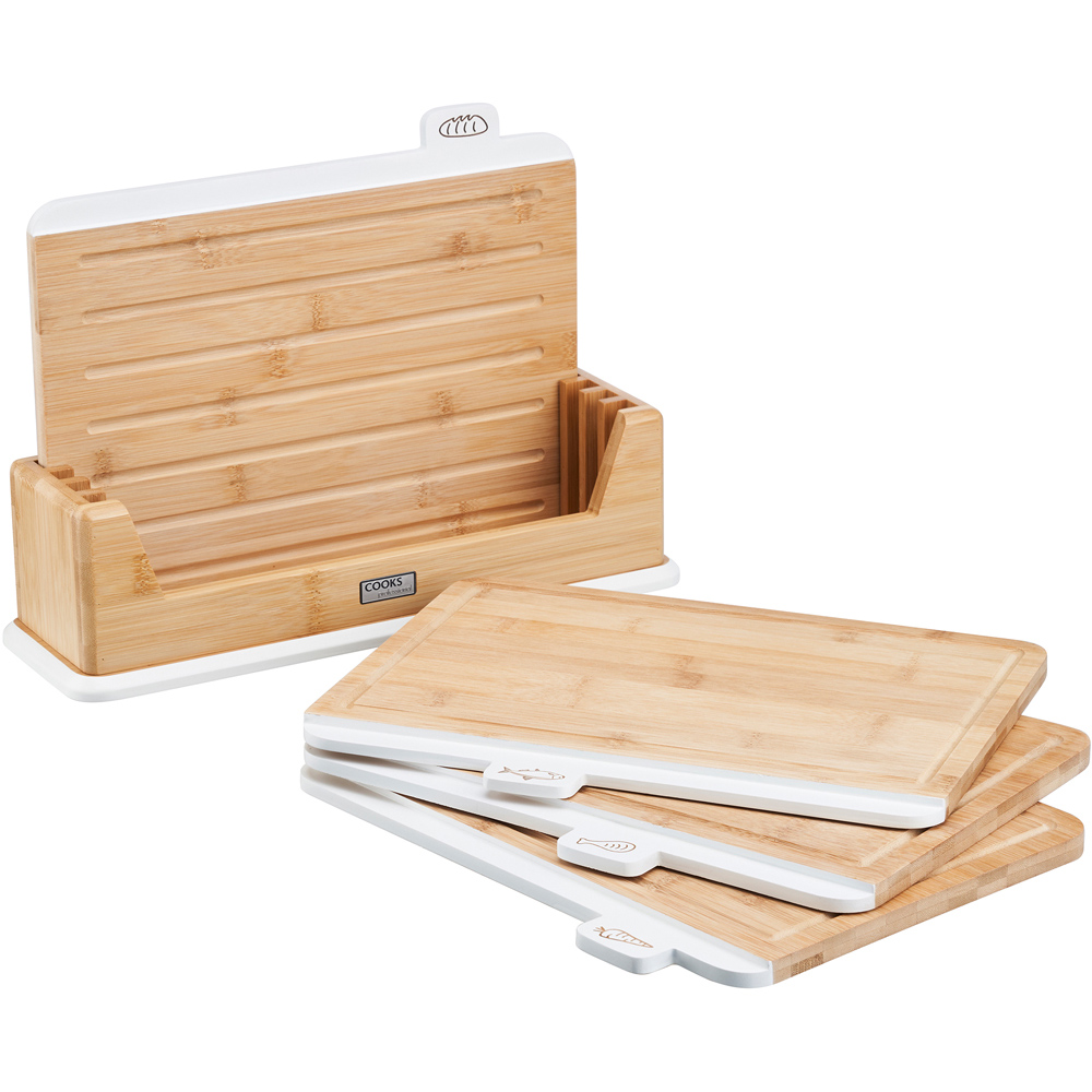 Cooks Professional Bamboo White Tab Chopping Boards 4 Pack Image 5