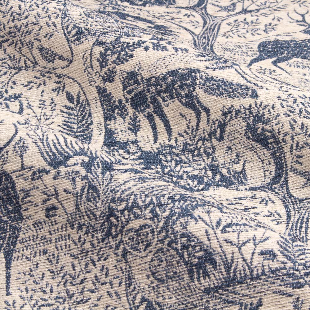 furn. Winter Woods Midnight Animal Chenille Eyelet Curtains 168 x 183cm Image 5