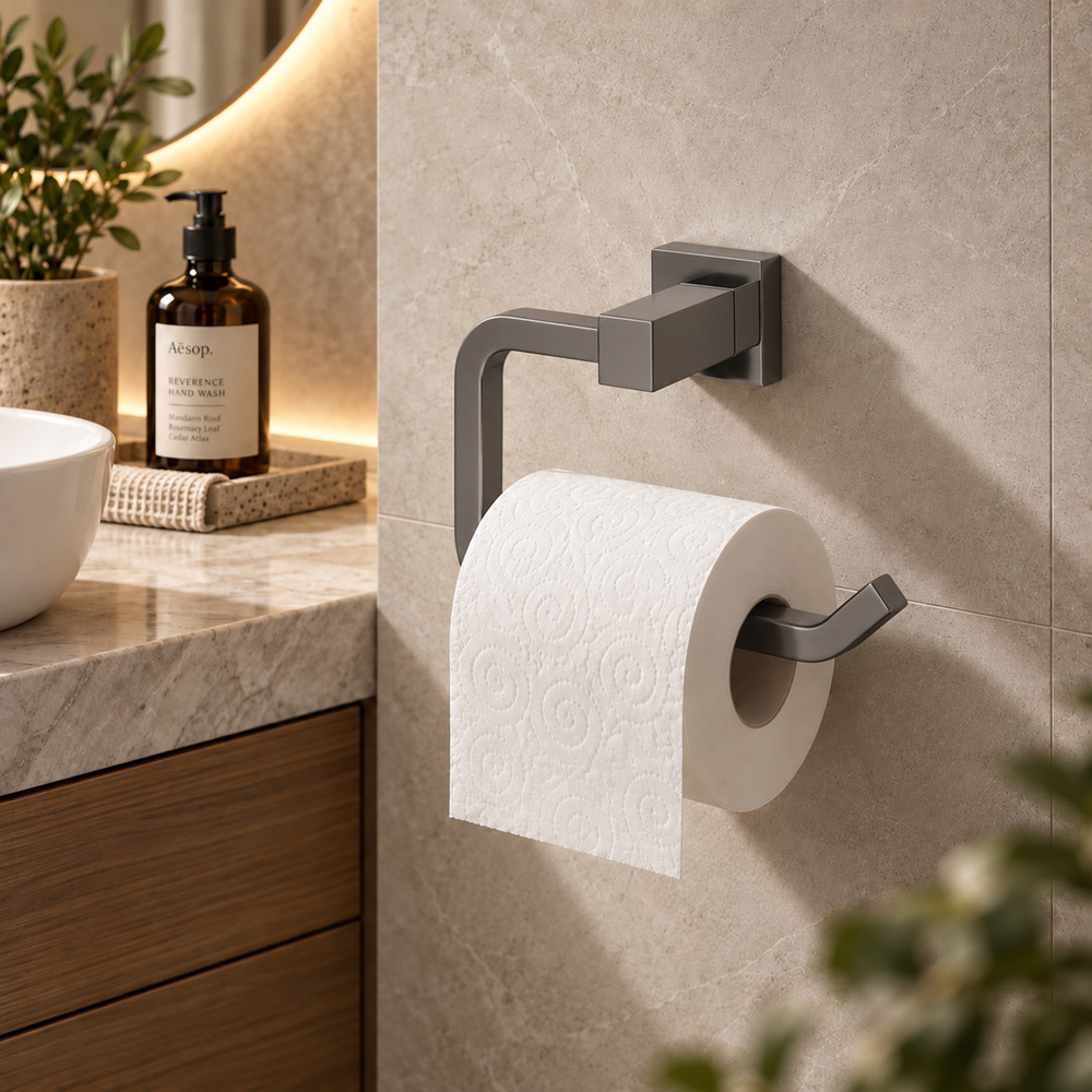 Go Bathrooms Froma Gunmetal Grey Wall-Mounted Toilet Roll Holder 157mm Image 2