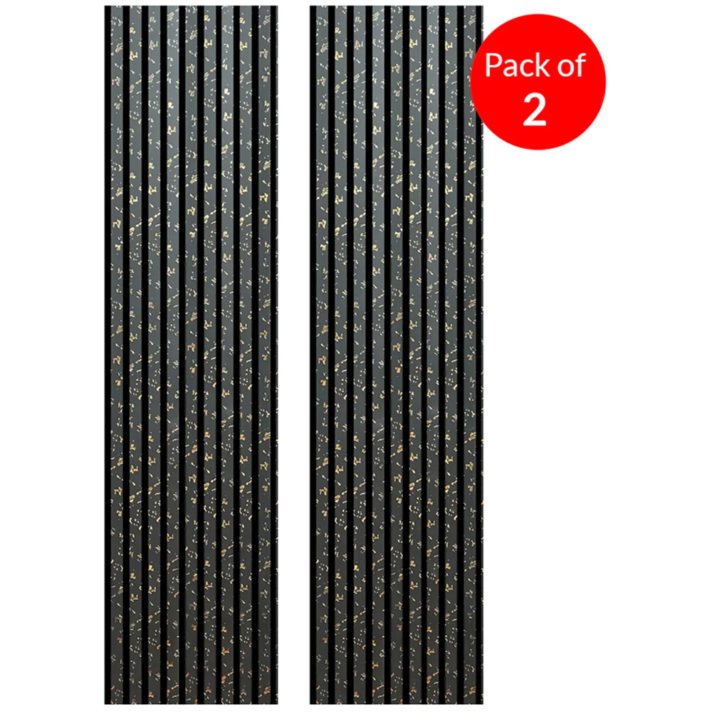 Britwall Black and Gold Dot Design Linear Acoustic Wall Panel 2400 x 600 x 21mm 2 Pack Image 3