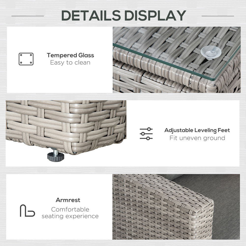 Outsunny 4 Seater Grey Rattan Corner Lounge Set Image 6