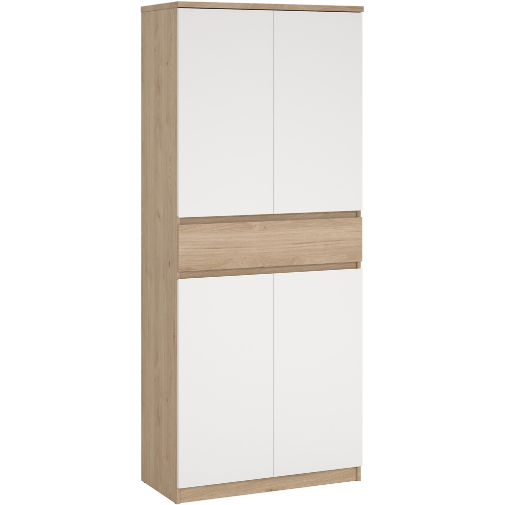 Florence 4 Door Single Drawer Jackson Hickory Oak and White Shoe Cabinet Image 2