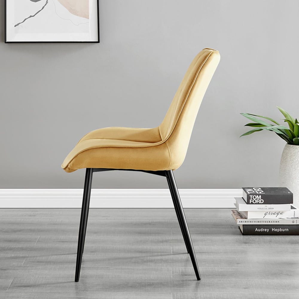 Furniturebox Arona Cesano Concrete Effect 6 Seater Round Dining Set Grey Black and Mustard Image 4