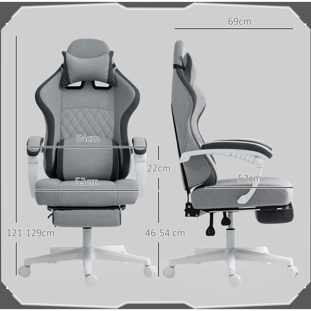 HOMCOM Grey Printed Velvet Adjustable Height Recliner Chair Image 9