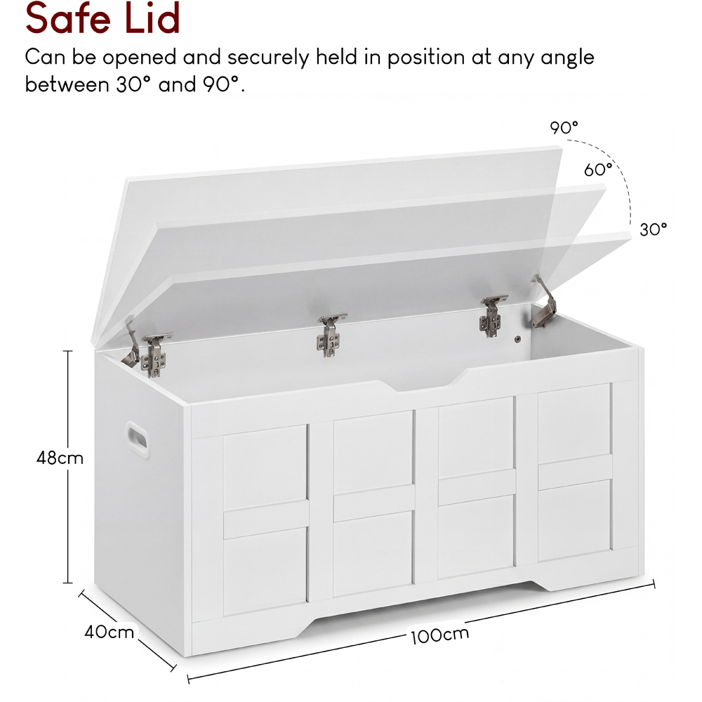VIDA DESIGNS White Large Storage Ottoman Bench Image 9