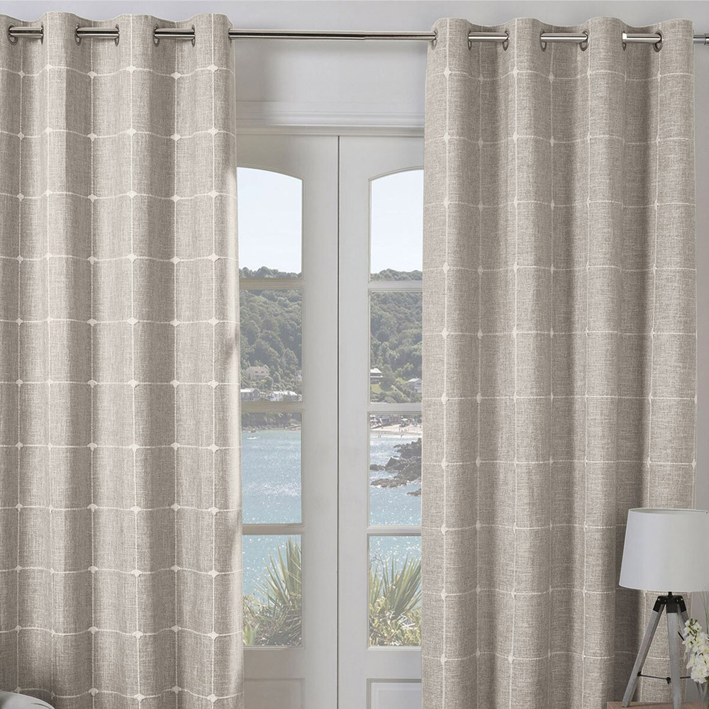 Divante Natural Salcombe Linen Check Curtains 183 x 168cm Image 6
