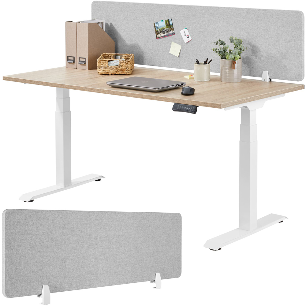 tectake Noisy Grey Plastic Desk Divider 160 x 40cm Image 2