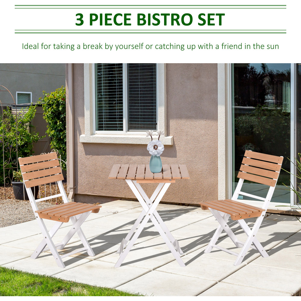Outsunny 2 Seater Pine Wood Frame Bistro Set Image 4