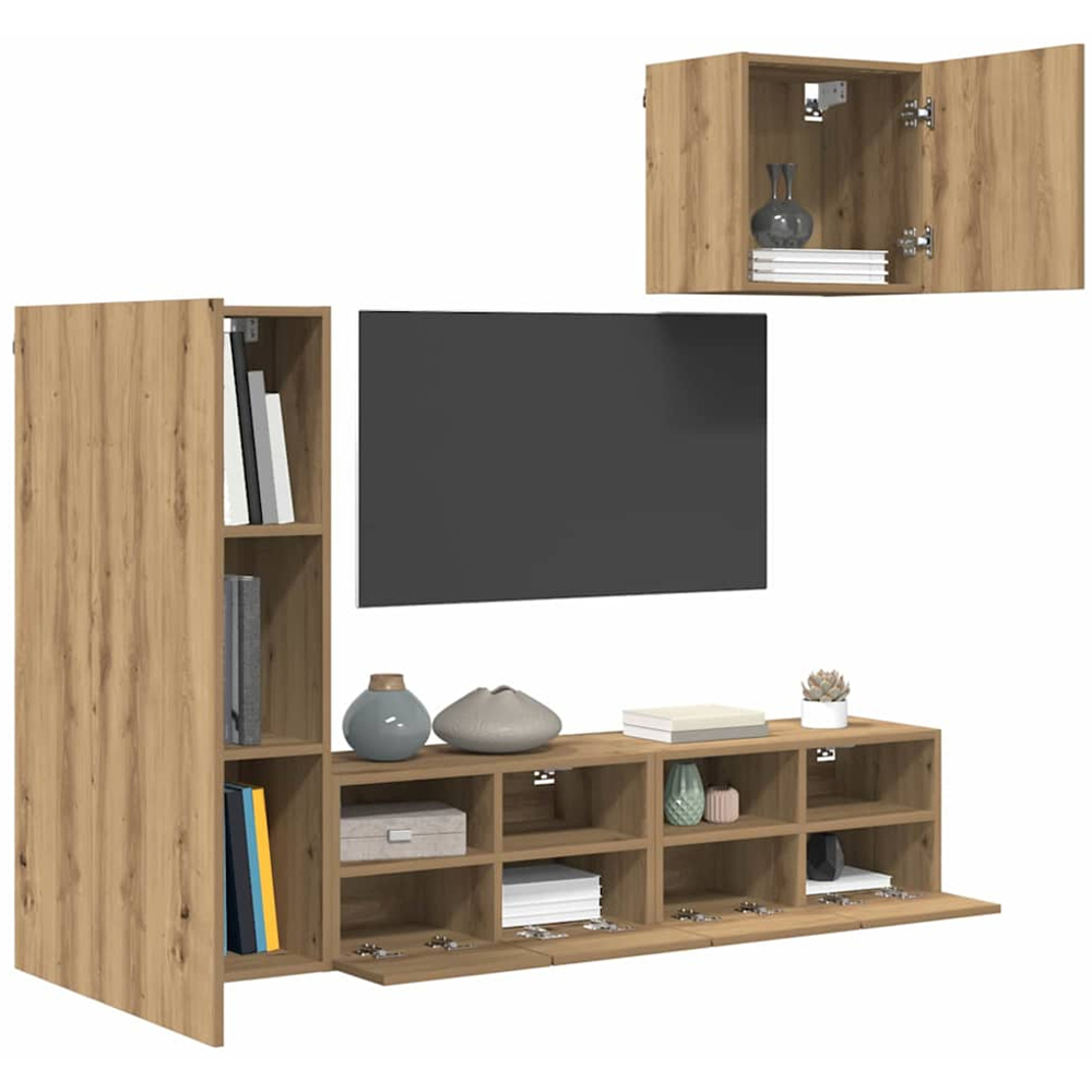 vidaXL 4 Door Artisan Oak Wall Mounted TV Unit Image 3
