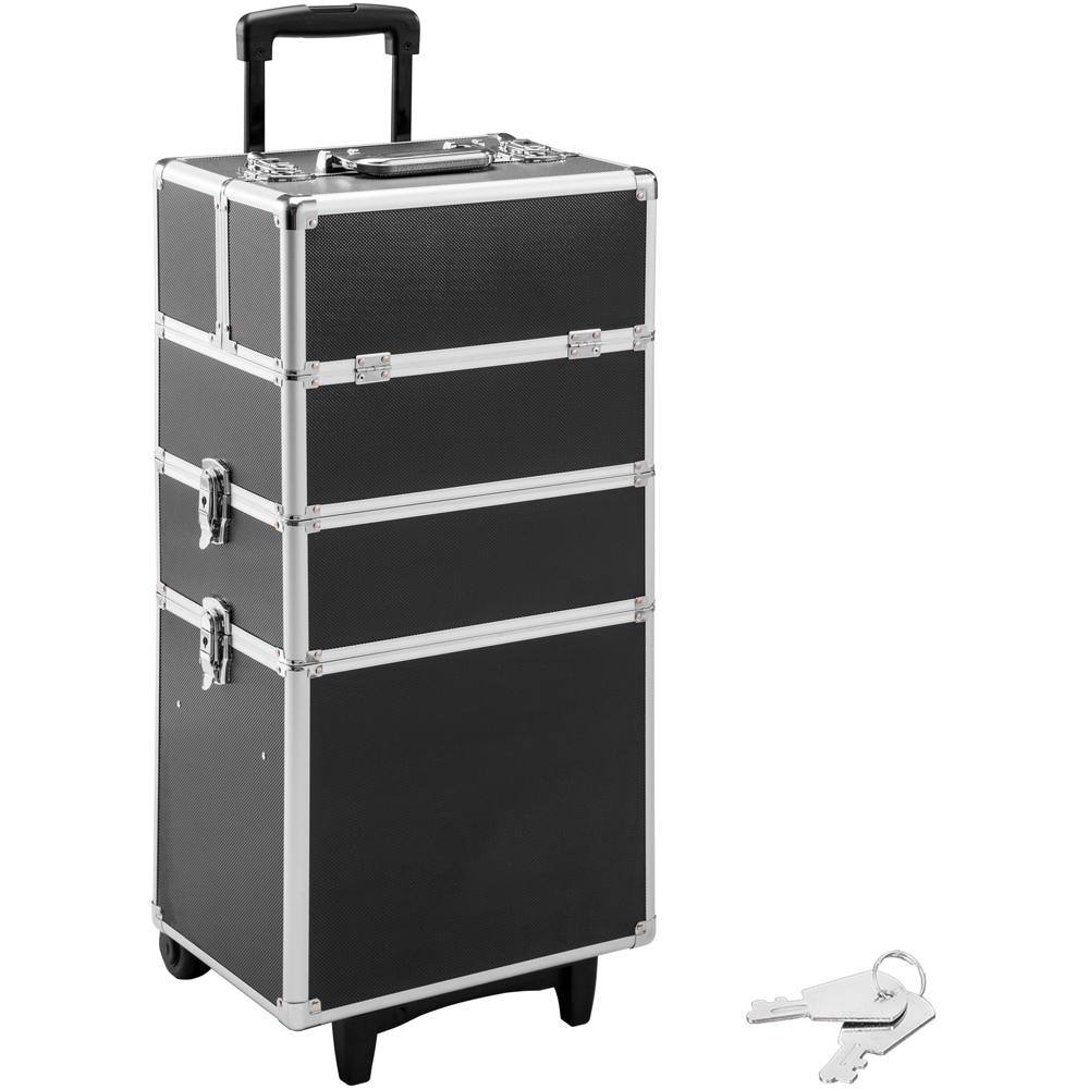 Tectake 3 Level Black Cosmetic Vanity Case 68 x 35cm Image 1