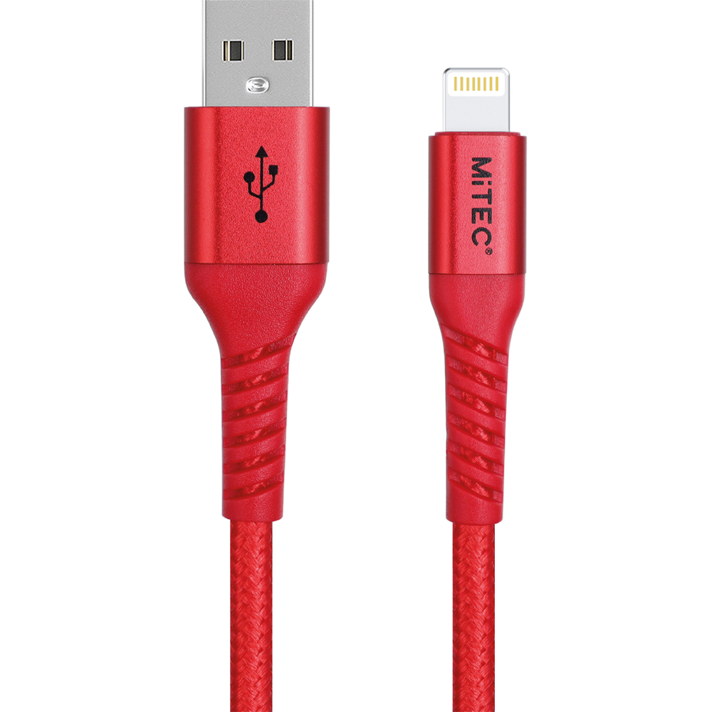 MiTEC STYLE MiPOWER Red Braided Lightning to USB-A Cable 1m Image