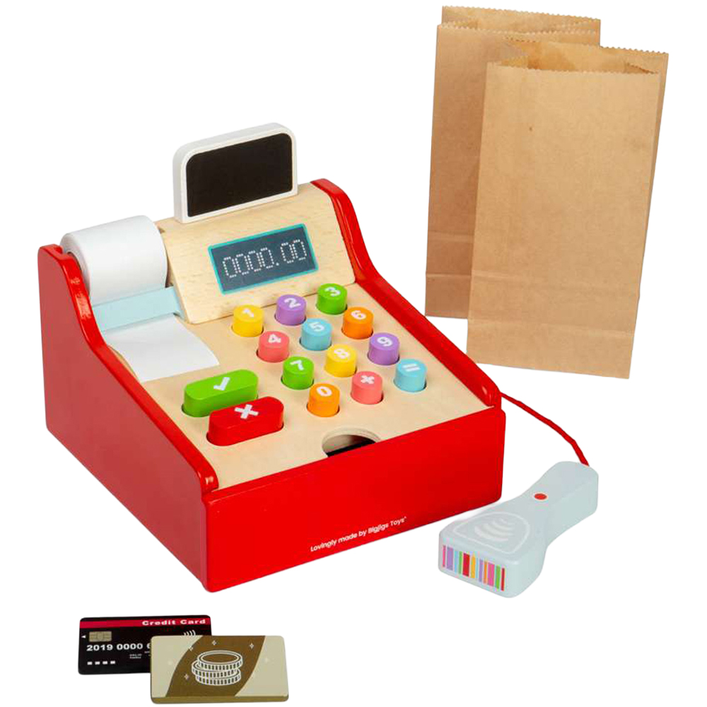 Bigjigs Toys Kids Cash Register Shop Till Themed Playset 44 Piece Image 1