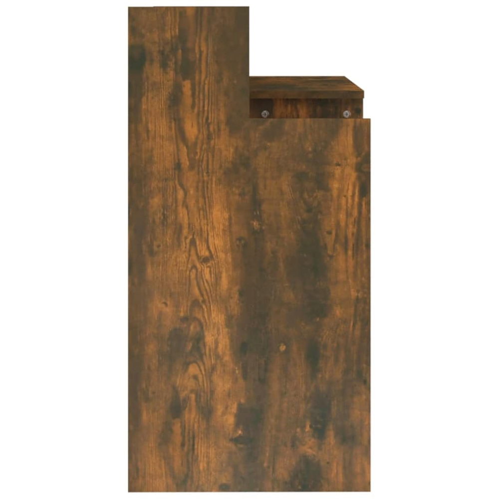vidaXL 3 Shelf LED Computer Desk Smoked Oak Image 5