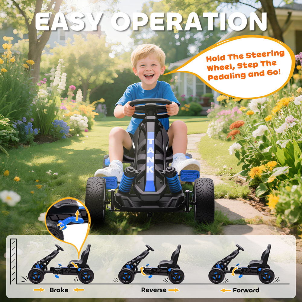 Tommy Toys Kids Pedal Go Kart with Automatic Clutch Blue Image 5