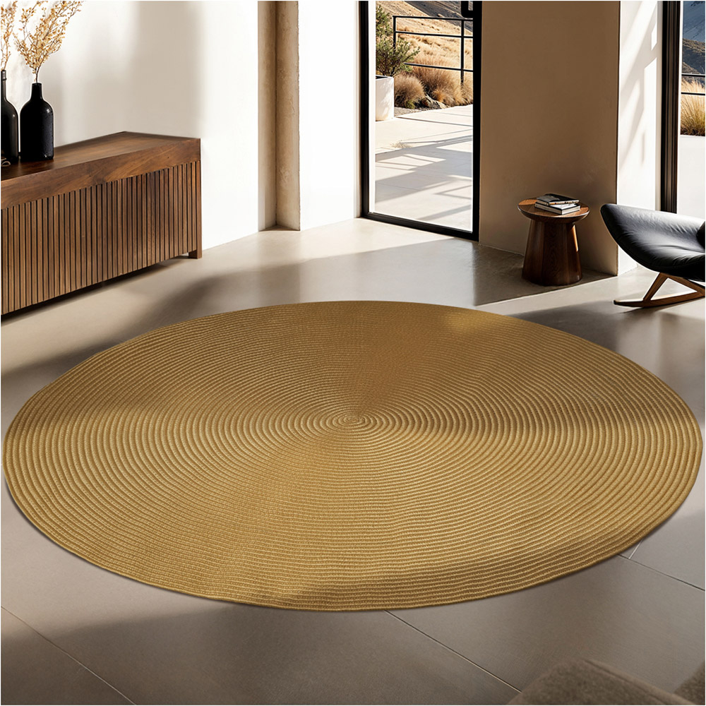 tectake Raya Round Jute Effect Boho Style Rug 160cm Image 2