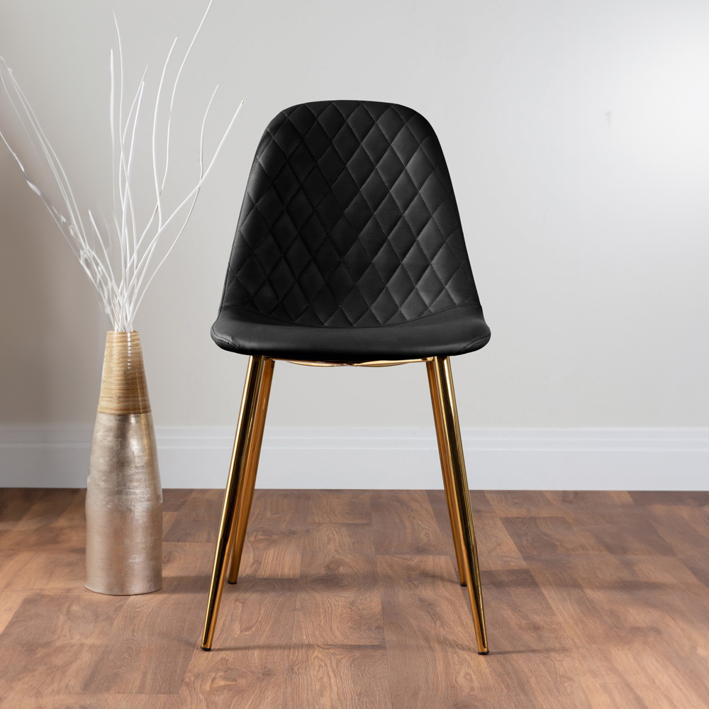 Furniturebox Tavolo Solara 6 Seater Dining Set Black and Gold Image 3