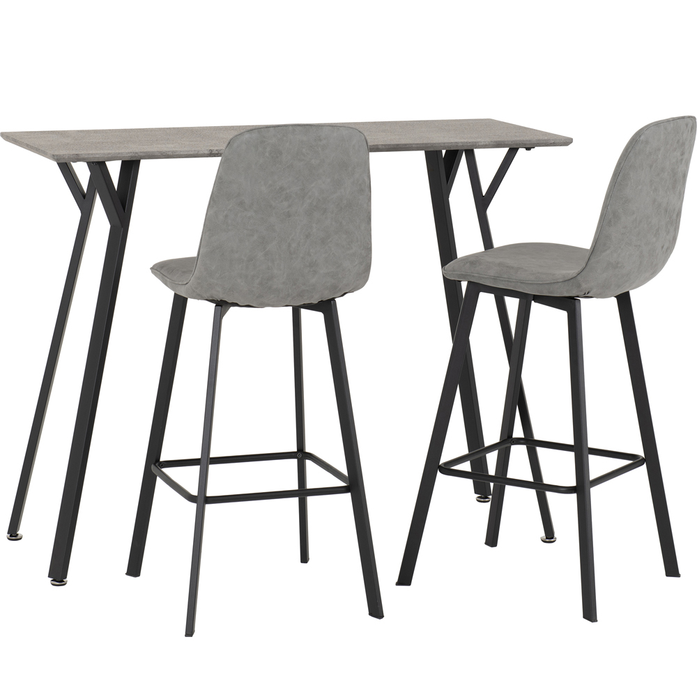 Seconique Quebec Concrete Effect Faux Leather 2 Seater Bar Table Set Black and Grey Image 2