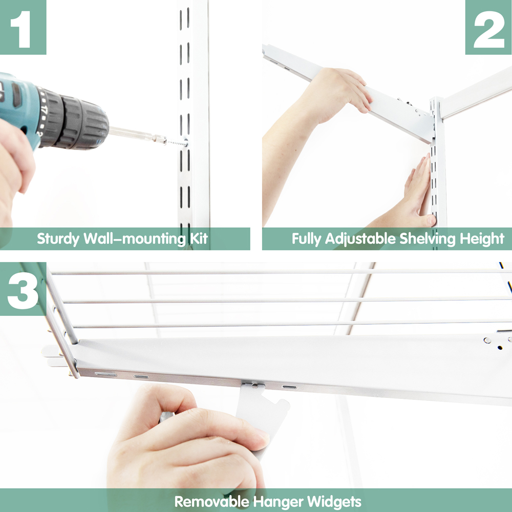 Costway White Custom Closet Organiser System Kit with Shelves Image 6